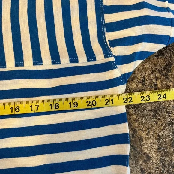 Anthropologie Pilcro Jordyn Stripe Slub Tee NWT Oversize Blue White MEDIUM NEW - Picture 13 of 14